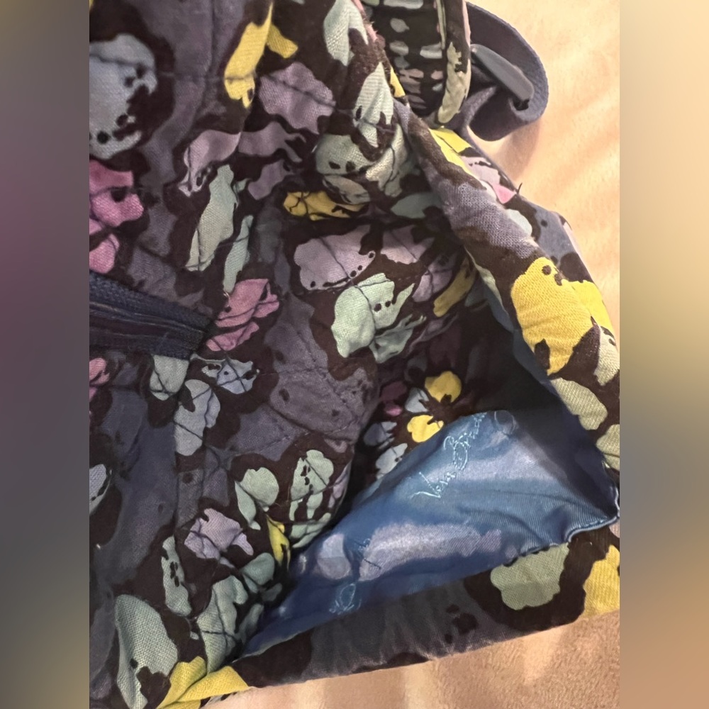 VERA BRADLEY Indigo Pop Essential Backpack Navy Blue Green Floral - Picture 7 of 14